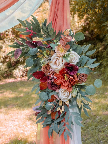 Wedding Arch Flowers, Artificial Flowers for Decoration, Large Flower Swag for Boho Styles Wedding Ceremony Floral Decor - Pack of 2