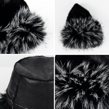 Fuzzy Bucket Hats for Woman Fur Winter Hat Fluffy Warmer Fisherman Cap