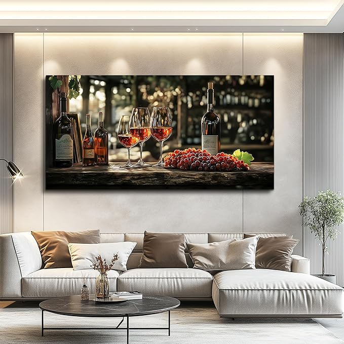 hyidecorart Dining Room Wall Art Still Life Goblet Prints Painting Wine Glass Canvas Wall Pictures Kitchen Art Wall Decor Landscape Poster Pub Living Room Office Artwork Modern Home Decoration 30x60