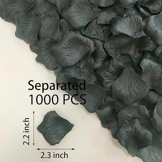 Separated 1000 PCS Artificial Black Rose Petals, Black Flower Petals,Flower Girl Petals for Wedding Decor,Romantic Night for her Set(Ready-to-use)