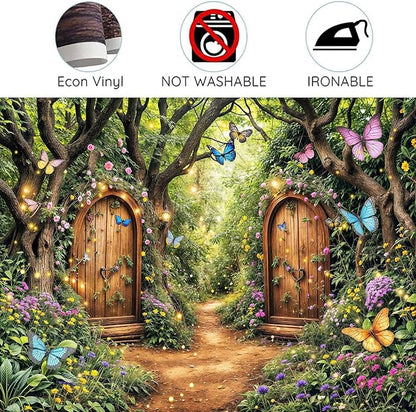 20X10ft Enchanted Forest Backdrop Fairy Tale Green Enchanted Garden Wonderland Floral Butterfly Photography Background for Kids Girl Baby Shower Birthday Party Decoration Banner Booth Props