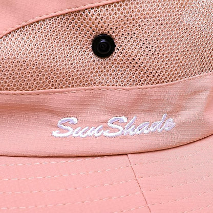 Womens Summer Sun Hat Beach Hat Wide Brim Outdoor UV Protection Hat Foldable Cool Mesh Ponytail Bucket Hat