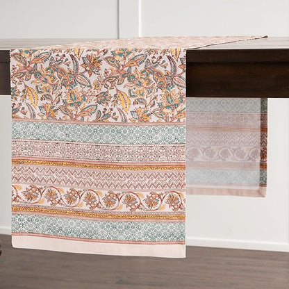Maison d' Hermine Table Runner 100% Cotton Single Layer Table Runners 72 inches Long for Thanksgiving Christmas Decorations Home Kitchen Dining Party Wedding (Nila, 14.5" x 72")