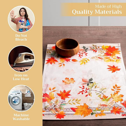 Maison d' Hermine Placemats Set of 4 100% Cotton Washable Cloth Place Mats, Reusable Table Mats for Thanksgiving Christmas Decorations Kitchen Dining Party Wedding Restaurant (Amarante, 13" x 19")