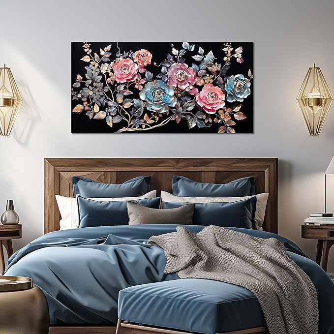Colorful Flower Wall Decor Living Room Vintage Wall Decor Bedroom Teen Room Prints Decor for Girls Room 24" x 48"