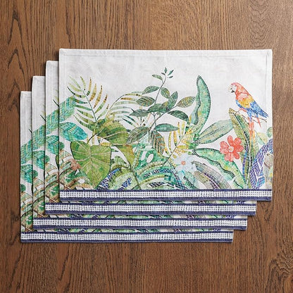 Maison d' Hermine Placemats 100% Combed Cotton Premium Set of 4 Dinner Placemat, Decorative Washable Cloth Placemat, Dining, Buffet Parties & Camping - Mosaic (13"x19")