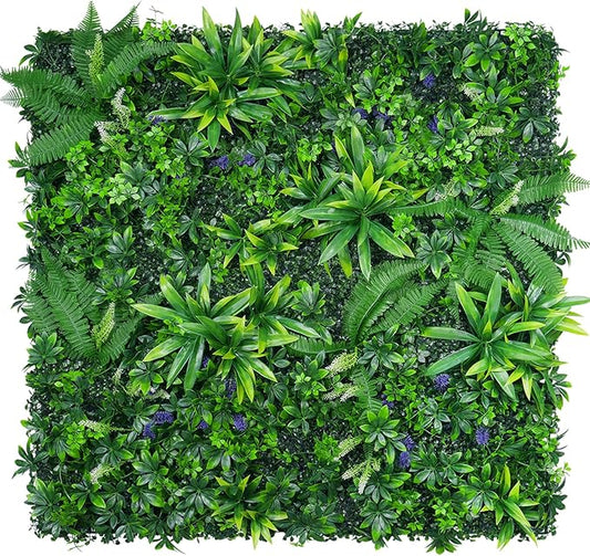 16pcs 20''x20'' Grass Wall Panels, Artificial Hedge Panels Greenery Wall, UV Protected Faux Grass Backdrop Privacy Fence Screen, Greenery Wall for Outdoor Indoor Garden Birthday Wedding Decor