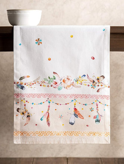 Maison d' Hermine Table Runner 100% Cotton Single Layer Table Runners 108 inches Long Decorative for Home Kitchen Dining Party Wedding Bridal Shower Spring Summer (Ibiza - Beige, 14.50" x 108")