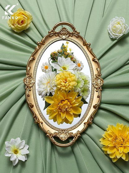 FANKO Artificial Flowers Yellow Rose, Mixed Fake Silk Flowers Combo Cream White Rose Yellow Dahlia Spring Assorted Blooms for DIY Wedding Bridal Bouquets/Centerpieces/Home Decor