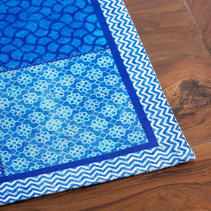 Maison d' Hermine Placemats Set of 4 100% Cotton Washable Cloth Place Mats, Reusable Table Mats for Kitchen Dining Decoration, Party, Wedding, Restaurant Spring/Summer (Indigo Love, 13" x 19")