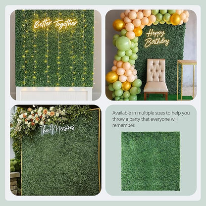 Large Size 8×8 Ft 3D Artificial Green Grass Flower Wall Panels, Quick Assembly Storage Greenery Fake Backdrop Fence Screen for Wedding Baby Show Birthday Party Indoor Outdoor Garden Backyard Home