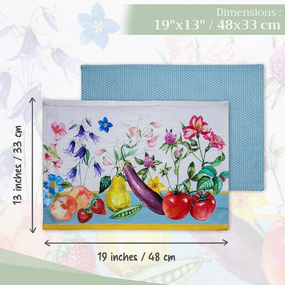 Maison d' Hermine Placemats Set of 4 100% Cotton Washable Cloth Place Mats, Reusable Table Mats for Kitchen Dining Decoration, Party, Restaurant Spring/Summer (Happy Florals - High Summer, 13" x 19")