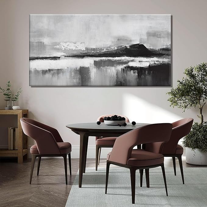 Abstract Wall Art Decor Modern paintings Wall Home Decor Wall Art Canvas Prints Black and White Wall Artwork for Living Room Bedroom Kitchen Office Decor 24"×48"