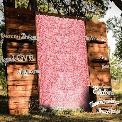 BLOSMON Flower Wall Panel Backdrop Decor Blush Artificial Floral Backdrop for Wedding Party Baby Bridal Shower, 6 Pcs Hanging 3D Fake Hydrangea Wall Decoration, Silk Faux Hydrangea Flower Backdrop