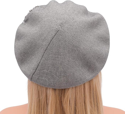 Winter Women French Beret Hat Kaschmir Solid Color Knitted Berets