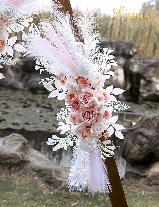 Wedding Arch Flowers, Artificial Flowers for Decoration, Large Flower Swag for Boho Styles Wedding Ceremony Floral Decor - Pack of 2