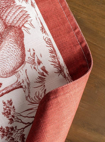 Maison d' Hermine Placemats Set of 4 100% Cotton Washable Cloth Place Mats, Reusable Table Mats for Thanksgiving Christmas Decorations Kitchen Dining Party Wedding (Holy Jouy - Red, 13" x 19")