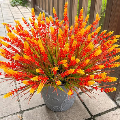 Artificial Plants Outdoor, 20 Pcs Fake Mums Flowers UV Resistant Outdoor Plants, Artificial Fall Flowers Plastic Faux Plants Shrubs for Home Porch Garden Yard Window Box