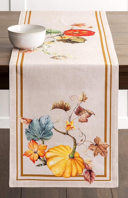Maison d' Hermine Table Runner 100% Cotton Single Layer Table Runners 108 inches Long for Thanksgiving Christmas Decorations Home Kitchen Dining Party Wedding (Potiron, 14.5" x 108")