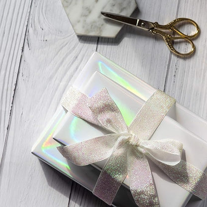 RUSPEPA Rainbow Shine White Metallic Wrapping Paper - 81.5 Sq Ft - Solid Color Paper Perfect for Wedding,Birthday,Christmas,Baby Show - 30 inches x 32.8 feet