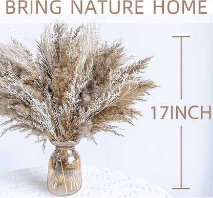 WILD AUTUMN Fluffy Boho Decor Dried Grass - Dried Pampas Grass Short pompas Grass Vase Filler Dried Flowers Wedding Home Table Rustic Farmhouse Decor