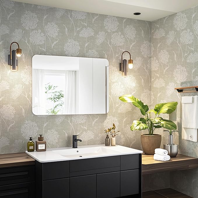 Safiyya Peel and Stick Wallpaper Floral Contact Paper Grasscloth Wall Paper Self Adhesive Removable Wallpaper for Bedroom 393"x17.3" Covering Vinyl Rolls