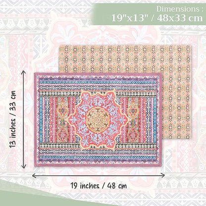Maison d' Hermine Placemats Set of 4 100% Cotton Washable Cloth Place Mats, Reusable Table Mats for Thanksgiving Christmas Decorations Kitchen Dining Party Wedding Restaurant (Ispahan, 13" x 19")