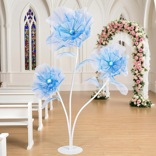 B-COOL Giant Artificial Flower for Reception Decoration: 5.58 ft Blue Huge Artificial Silk Flowers with Standing Base for Wedding Bridal Shower Baby Shower Party Christmas Decor Shop Window Display