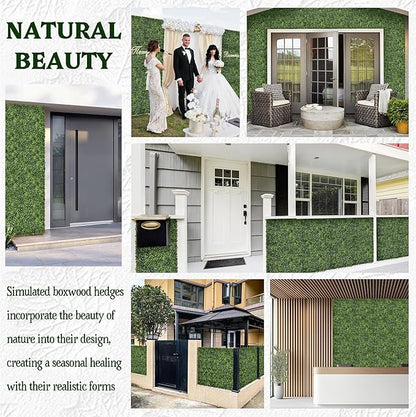 Artificial Boxwood Roll Panel Backdrop: 40"X120" UV-Anti Greenery Faux Grass Wall Hedge for Indoor Outdoor Green Decor & Backyard Background Decorations Fence Covering Privacy