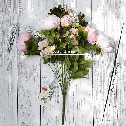 FiveSeasonStuff Vintage Artificial Peonies Silk Peony Flowers and Hydrangeas for Wedding Bridal Home Décor – Beautiful Floral Centerpiece Arrangement Decoration with 2 Bouquets (Rosy Pale Pink)