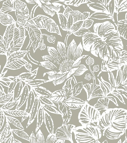 Peel and Stick Wallpaper Vintage Wall Paper Boho Contact Paper Bedroom Bathroom Wallpaper Peel and Stick Grey Brown Tropical Leaf Removable Self-Adhesive Wall Decor 17.3" x 394"