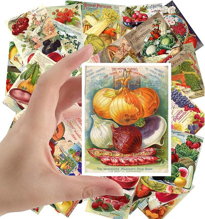 Large Stickers (24 pcs 2.5"x3.5") Veges and Fruits Vintage Seed Pockets Gardens