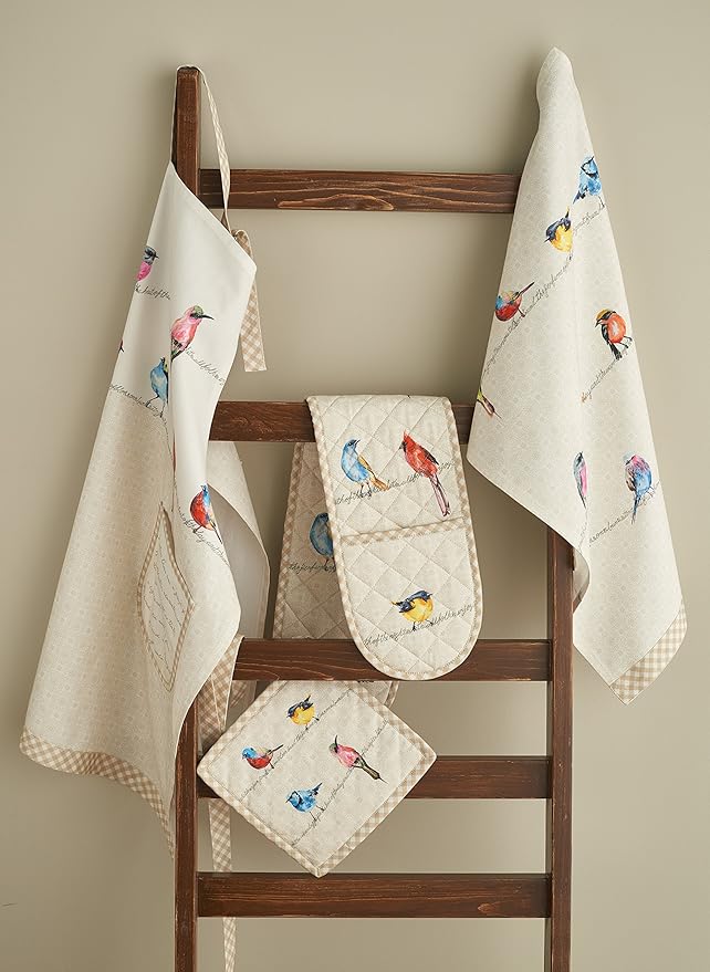 Maison d' Hermine Placemats Set of 2 100% Cotton Washable Cloth Place Mats, Reusable Table Mats for Kitchen Dining Decoration, Party, Wedding, Restaurant Spring/Summer (Birdies On Wire, 13" x 19")