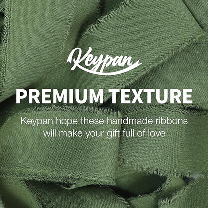 Hunter Green Ribbon 1-1/2 x 15 Yards Handmade Cotton Frayed Fringe Fabric Ribbons for Crafts Flower Bouquets Wedding Christmas Tree Home DIY Decor