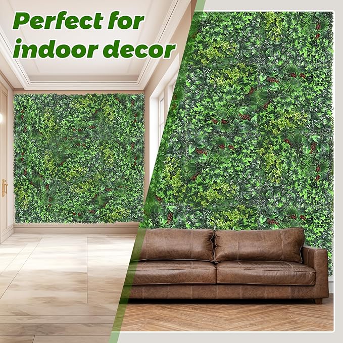 Grass Wall Panel Greenery Wall Artificial Grass Backdrop 20 * 20in 12Pcs Decorative Background Wall for Outdoor Interior Decor Hedge Wall for Garden Party Wedding Backdrop
