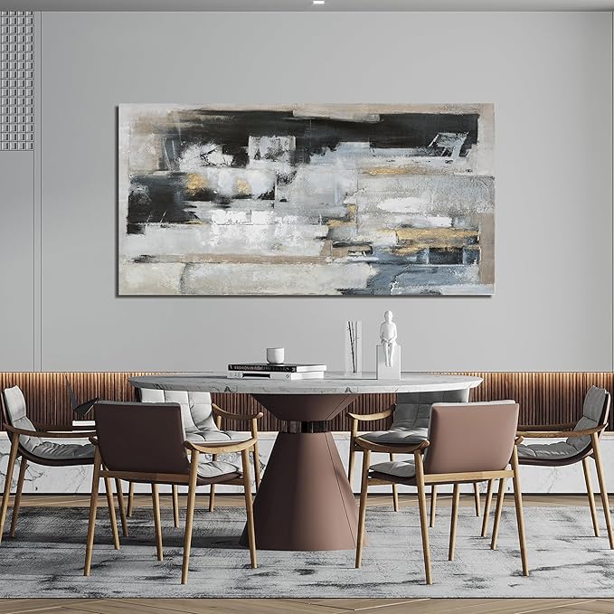 Suconvng Abstract Wall Art For Living Room Blue Grey Abstract Canvas Art Wall Decor Paintings Modern Background Artwork Abstract Wall Decor For Bedroom Office Can Be Hung 24×48 Inch