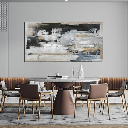 Suconvng Abstract Wall Art For Living Room Blue Grey Abstract Canvas Art Wall Decor Paintings Modern Background Artwork Abstract Wall Decor For Bedroom Office Can Be Hung 24×48 Inch