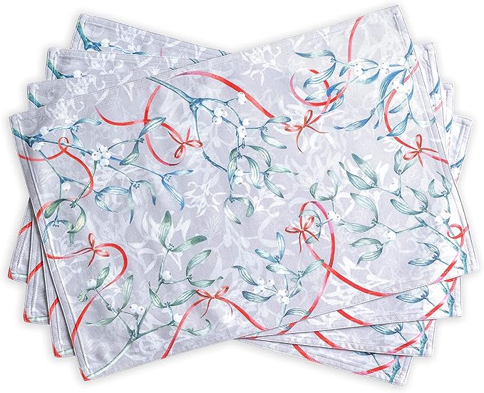 Maison d' Hermine Placemats Set of 4 100% Cotton Washable Cloth Place Mats, Reusable Table Mats for Thanksgiving Christmas Decorations Kitchen Dining Party Wedding Restaurant (Enora, 13" x 19")