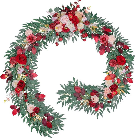 9FT Wedding Arch Flower Garland, Handmade Wedding Table Decorations,Head Table Floral Decor for Noble and Charming Wedding Ceremony