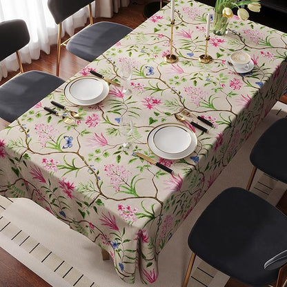 Rectangle Table Cloth,100% Waterproof Tablecloth Oil Proof Spill Proof Vinyl Table Cloth, Wipe Clean Plastic Table Cover for Dining, Camping, Indoor and Outdoor 52" x 70",Pink