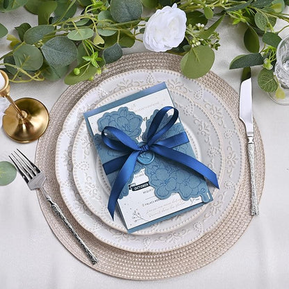 Double Face Navy Blue Satin Ribbon 1/2 inch X 50 Yards Polyester Navy Blue Ribbon for Gift Wrapping Very Suitable for Weddings Party Invitation Decorations and More