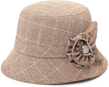Glamorstar Cloche Hats for Women Vintage Bowler Hat Floral Fedora Bucket Hats