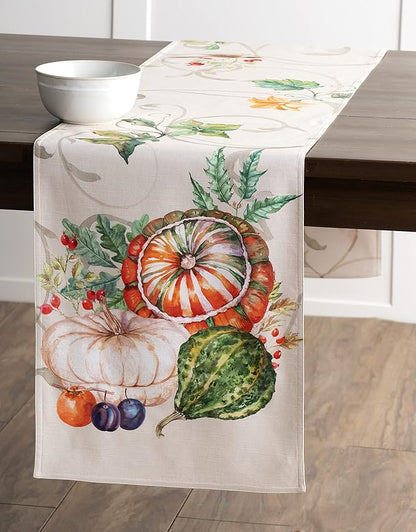 Maison d' Hermine Table Runner 100% Cotton Double Layer Table Runners 108 inches Long for Thanksgiving Christmas Decorations Home Kitchen Dining Party Wedding (Lumina, 14.5" x 108")