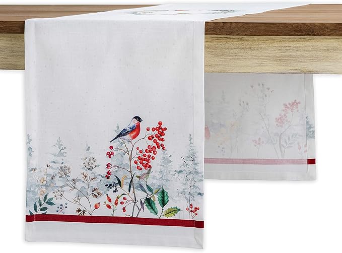 Maison d' Hermine Table Runner 100% Cotton Single Layer Table Runners 90 inches Long for Thanksgiving Christmas Decorations Home Kitchen Dining Party Wedding (Morzine, 14.5" x 90")