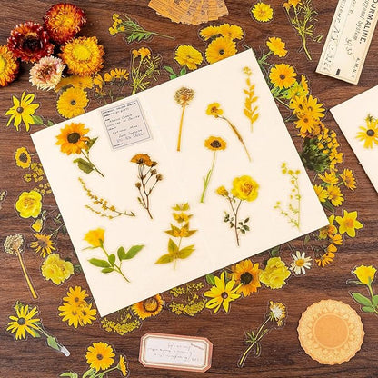 320Pcs Flower Stickers, Cute Vintage Floral Sticker for Kids, Clear Wildflower Stickers for Water Bottles, Scrapbooking, Card Making, Crafts, Laptop