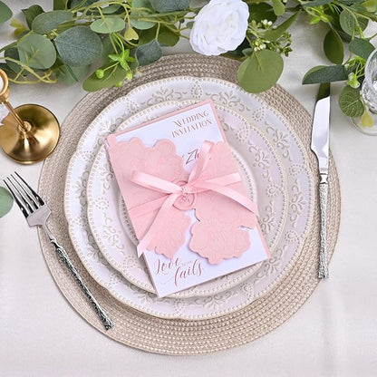 Double Face Pearl Pink Satin Ribbon 3/8 inch X 50 Yards Polyester Pearl Pink Ribbon for Gift Wrapping Very Suitable for Weddings Party Invitation Decorations and More