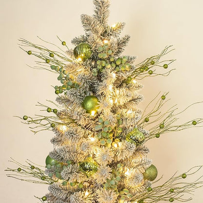 KI Store Light Green Glitter Picks Sprays Set of 20 for Christmas Tree Grinch Themed Mardi Gras Wreath Garland Floral Arrangement Decoration