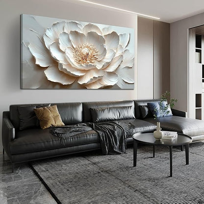 White and Pink Flower Wall Art for Living Room - Large Modern Wall Art Bedroom - Floral Bedroom Wall Decor for Teen Girls Size 29" x 59"
