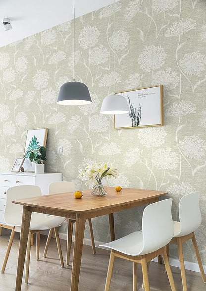 Safiyya Peel and Stick Wallpaper Floral Contact Paper Grasscloth Wall Paper Self Adhesive Removable Wallpaper for Bedroom 393"x17.3" Covering Vinyl Rolls