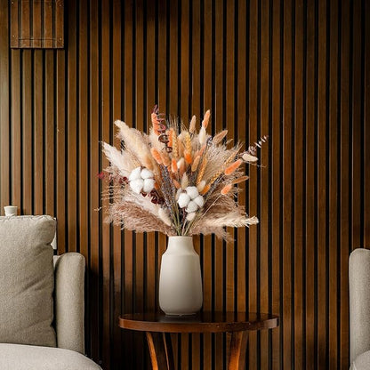 Fall Dried Flower Bouquet – Boho Fall Decor with Pampas Grass, Cotton, and Orange Bunny Tails – Autumn Floral Arrangement for Home, Mantel, or Vase – Fall Decorations for Home Indoor & Porch